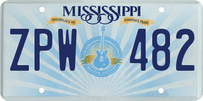 MS license plate ZPW482