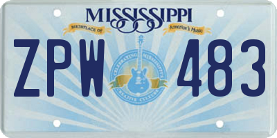 MS license plate ZPW483