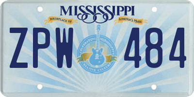 MS license plate ZPW484
