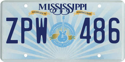 MS license plate ZPW486