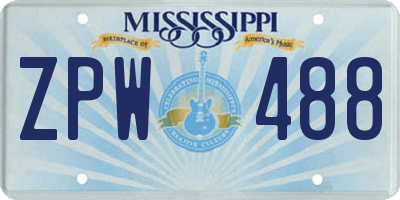MS license plate ZPW488