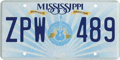MS license plate ZPW489