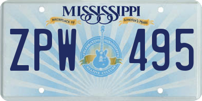 MS license plate ZPW495
