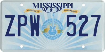 MS license plate ZPW527