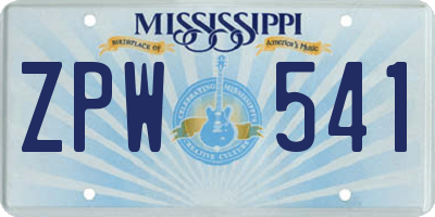 MS license plate ZPW541