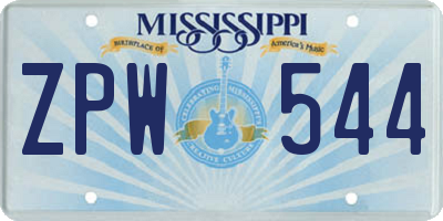 MS license plate ZPW544
