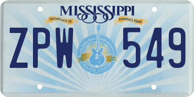 MS license plate ZPW549