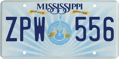 MS license plate ZPW556