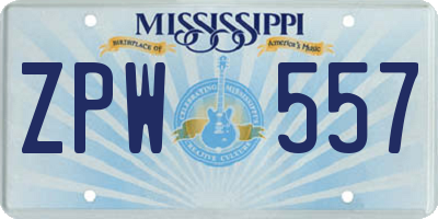 MS license plate ZPW557