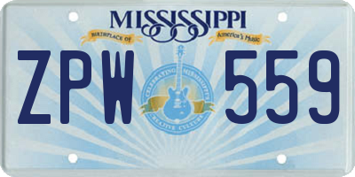 MS license plate ZPW559