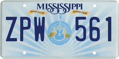 MS license plate ZPW561