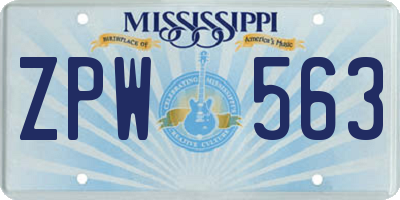 MS license plate ZPW563