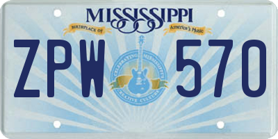 MS license plate ZPW570