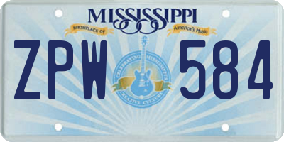 MS license plate ZPW584