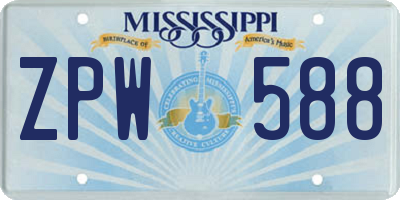 MS license plate ZPW588