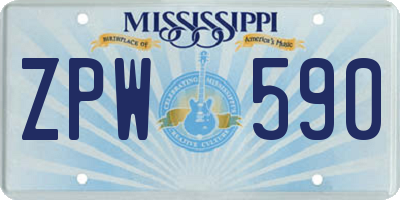 MS license plate ZPW590