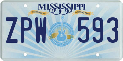 MS license plate ZPW593