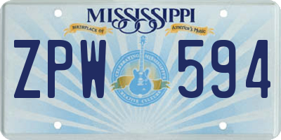 MS license plate ZPW594