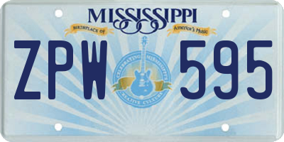 MS license plate ZPW595