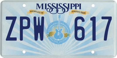 MS license plate ZPW617