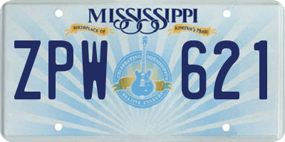 MS license plate ZPW621