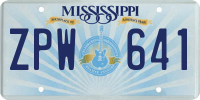 MS license plate ZPW641