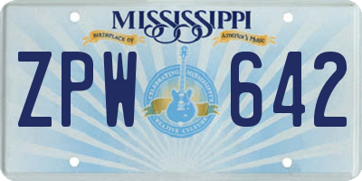 MS license plate ZPW642