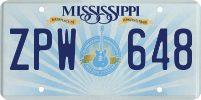 MS license plate ZPW648