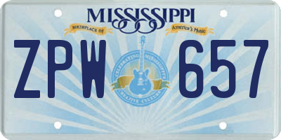 MS license plate ZPW657