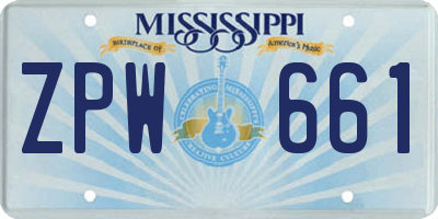 MS license plate ZPW661