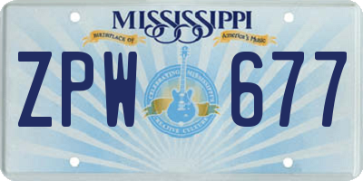 MS license plate ZPW677
