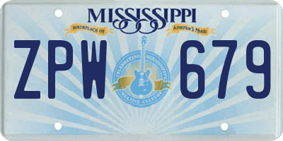 MS license plate ZPW679
