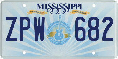 MS license plate ZPW682