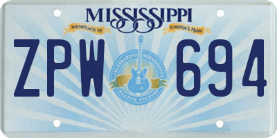 MS license plate ZPW694