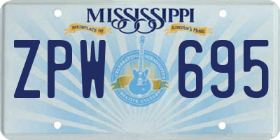 MS license plate ZPW695