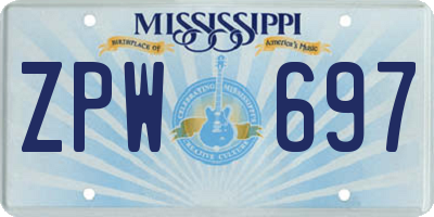 MS license plate ZPW697