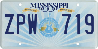 MS license plate ZPW719