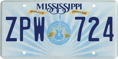 MS license plate ZPW724