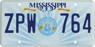 MS license plate ZPW764