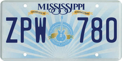 MS license plate ZPW780