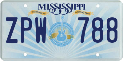 MS license plate ZPW788