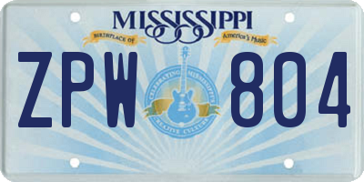 MS license plate ZPW804