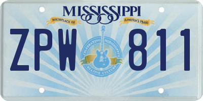 MS license plate ZPW811