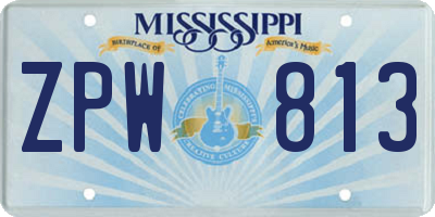 MS license plate ZPW813