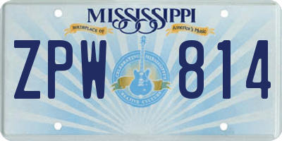 MS license plate ZPW814