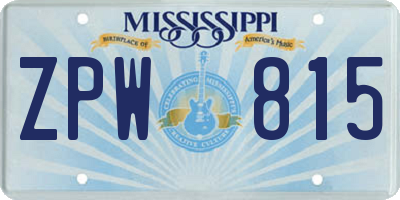 MS license plate ZPW815