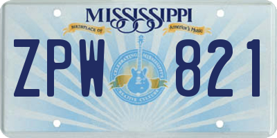 MS license plate ZPW821