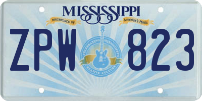 MS license plate ZPW823