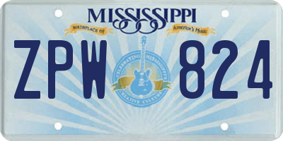 MS license plate ZPW824