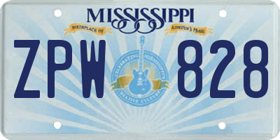 MS license plate ZPW828